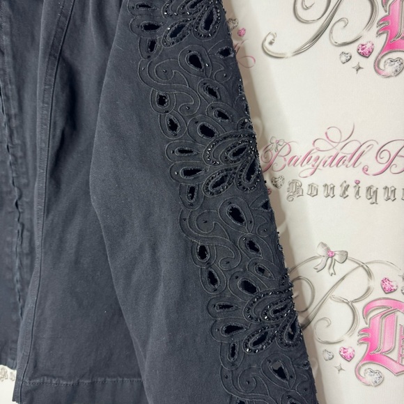 Lafei Nier jacket embroidered beads open design arms bling rhinestone zipper - Picture 8 of 10